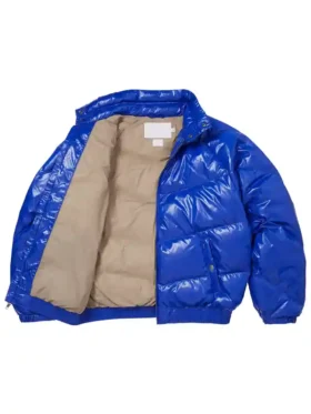 Supreme Schott Shiny Puffer Jacket Closure View