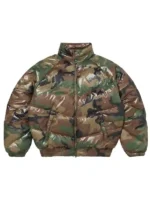 Supreme Schott Shiny Puffer Jacket Camo Front View