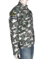 Profile view of the Supreme Vanson Cordura jacket highlighting the velcro hem closure and side-entry zip pockets.