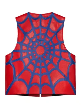 Supreme Vanson Spider Web Vest Red and Blue Back View