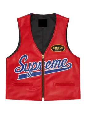 Supreme Vanson Spider Web Vest Red and Blue Front View