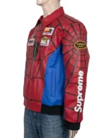 High-grade leather superhero jacket with rib-knitted cuffs and hem.