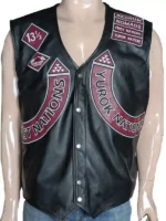 Front, back, and side views of a professional leather vest on a white mannequin.