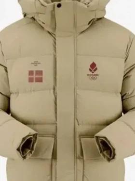 Olympics 2026 Team Denmark Puffer Jacket Closure View