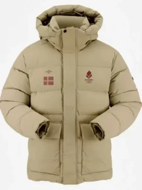 Olympics 2026 Team Denmark Puffer Jacket Front View