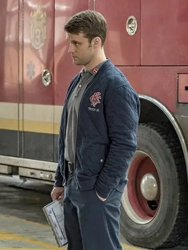 chicago fire jesse spencer quilted jacket Jesse Spencer Quilted Jacket Front Look