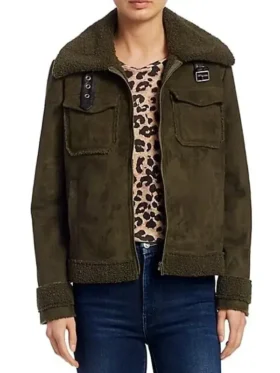 Miranda Rae Mayo Shearling Jacket Collar Shot