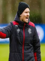 Texture shot of Danny Rohl Blue Puffer Jacket showing soft viscose lining