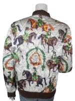 Back View of Emily in Paris Quilted Horse Jacket