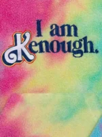 The iconic I Am Kenough Ken Hoodie in a vibrant tie dye pattern.
