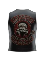 jonny hale black leather biker vest back side