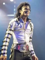 A close-up view of the soft black viscose lining inside the Michael Jackson silver jacket.