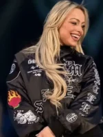 Liv Morgan Black Satin Bomber Jacke