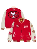 Men’s Golf Wang Scarlet San Francisco 49ers letterman full-snap jacket in red wool with rib-knit collar