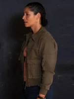 Miranda Rae Mayo Shearling Jacket Green Suede