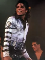 The adjustable silver buckles on the front and sleeves of the MJ Bad era jacket.