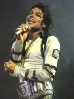 A side profile view of the Michael Jackson silver jacket showing the sleeve straps.