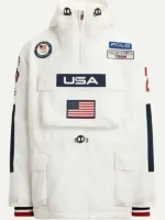 Front view of the Olympics 2026 Team USA Anorak Jacket with its zipper detail.
