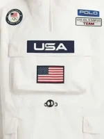 A crisp front view of the Olympics 2026 Team USA Anorak Jacket in white.
