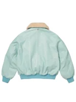 Supreme Shearling Collar Bomber Jacket Light Blue Back View