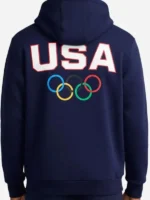 The back view of the USA Winter Olympics 2026 Blue Hoodie showing the clean finish.