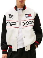 tommy hilfiger f1 movie racing varsity jacket closure veiw