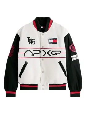 tommy hilfiger f1 movie racing varsity jacket front side