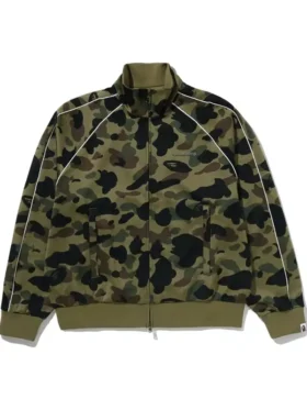 1st Camo Logo Relaxed Fit Green Track Jacket Front View