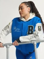 Adidas Boston Marathon 26 Varsity Jacket Closure View