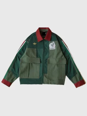 Front view of the Adidas Mexico Worker Jacket in green.