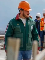 A complete styling look view of the Adidas Mexico Worker Jacket.