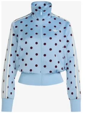 Adidas Polka Dot Track Blue Jacket Front View