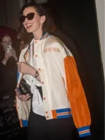 Anne Hathaway New York Knicks Jacket Close-Up