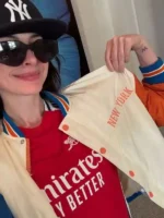 Anne Hathaway New York Knicks Jacket Closure View