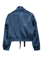 Cropped purple fusion jacket with traditional wrap front