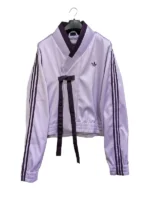Modern crossover style jacket with athletic sleeve stripes