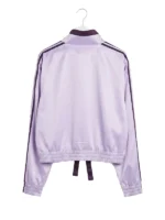 Contemporary wrap jacket with ribbed knitted cuffs