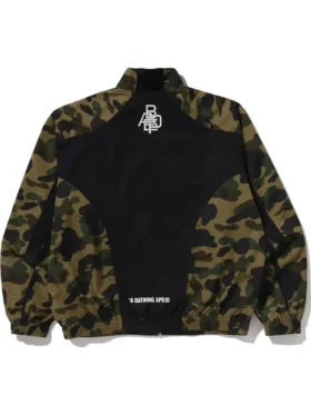 BAPE 1st Camo Stand Collar Green Track Jacket Back View