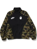 BAPE 1st Camo Stand Collar Green Track Jacket Front View