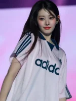 Side profile of the Babymonster Rora Adidas Collared Goalie jersey.