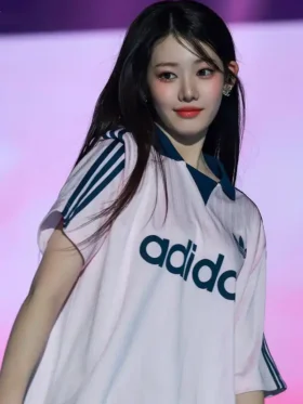 Side profile of the Babymonster Rora Adidas Collared Goalie jersey.