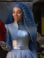 Close-up of the fabric on the Baker Wicked Wonderland Blue Jacket.