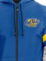 Bardown Striper Royal Full-Zip Hoodie Closure View