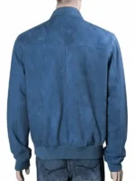 Brad Pitt F1 Blue Bomber Leather Jacket Back View