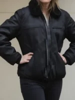 Cardin Oversized Leather Jacket Closure View