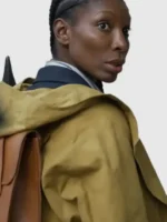 Christophers Michaela Coel Hooded Coat back look view in mustard