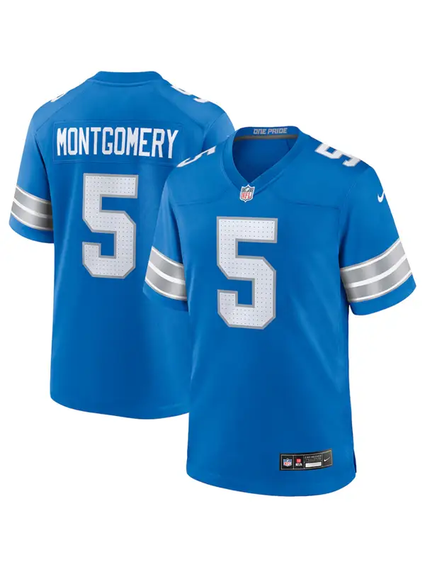 David Montgomery Detroit Lions Jersey Front And Back View David Montgomery Detroit Lions Jersey Front And Back View