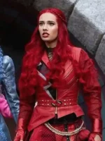 Close-up of the leather on the Kylie Cantrall Red Jacket.