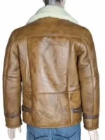 Distressed Shearling Leather Jacket Back View