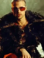 Fight Club Tyler Durden Brown Fur Jacket Close-Up
